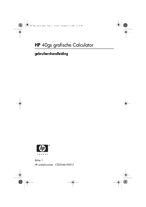 Mode d'emploi HP 40GS GRAPHING CALCULATOR