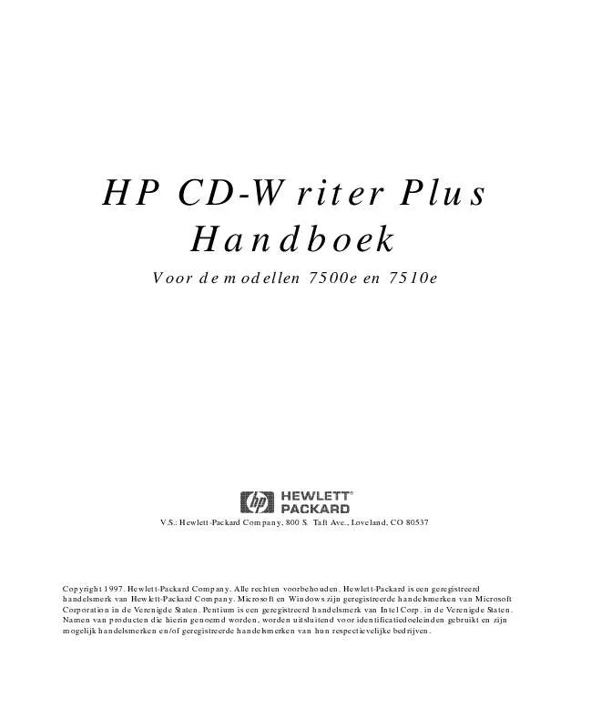 Mode d'emploi HP CD-WRITER 7500