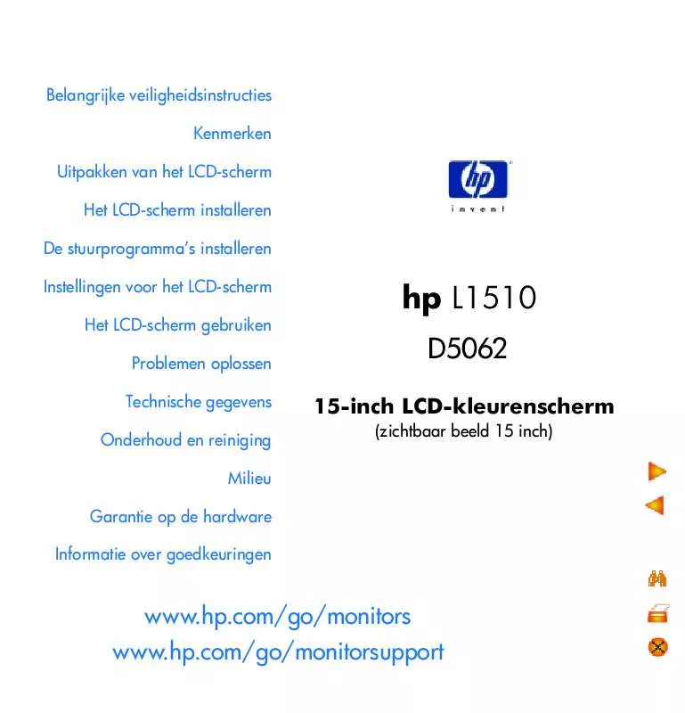 Mode d'emploi HP L1510 15 INCH LCD MONITOR