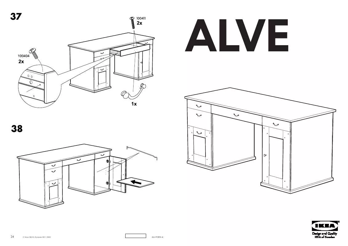 Mode d'emploi IKEA ALVE BUREAU 152X65 CM