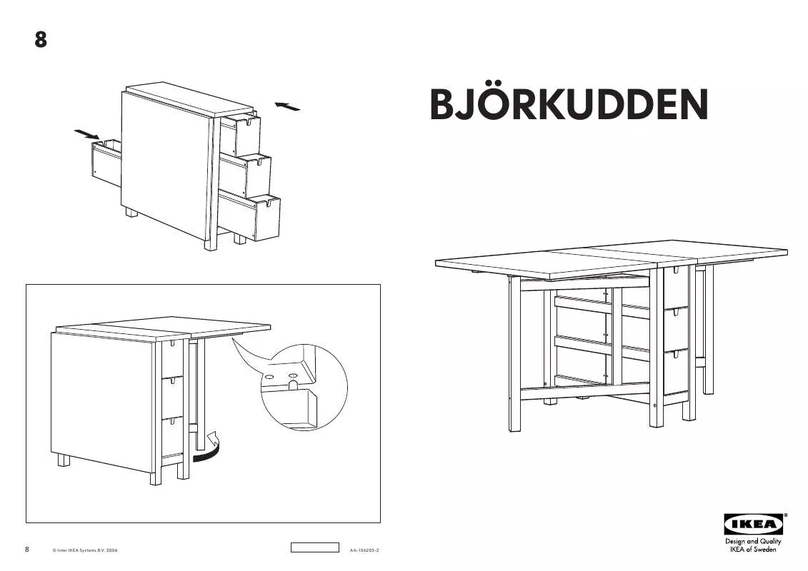 Mode d'emploi IKEA BJÖRKUDDEN KLAPTAFEL 26/91/156X80 CM