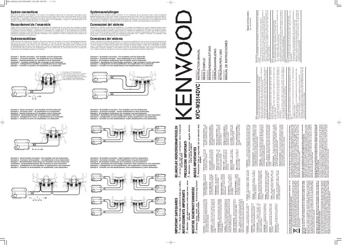 Mode d'emploi KENWOOD KFC-W3514DVC