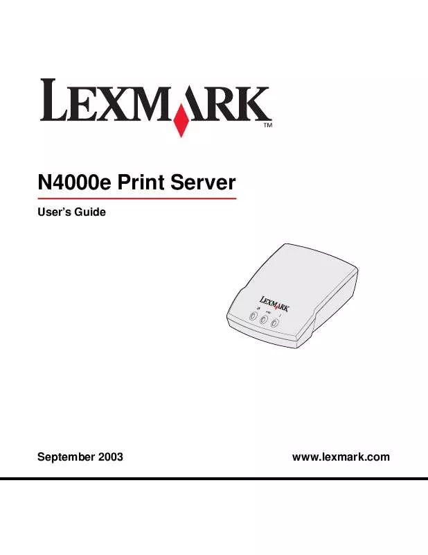Mode d'emploi LEXMARK N4000E PRINT SERVER