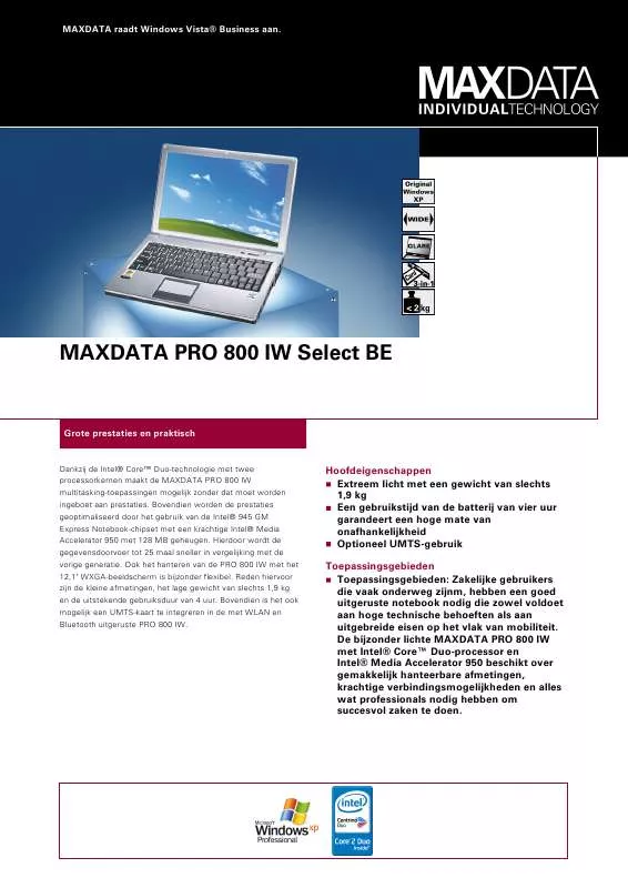 Mode d'emploi MAXDATA PRO 800 IW SELECT NL