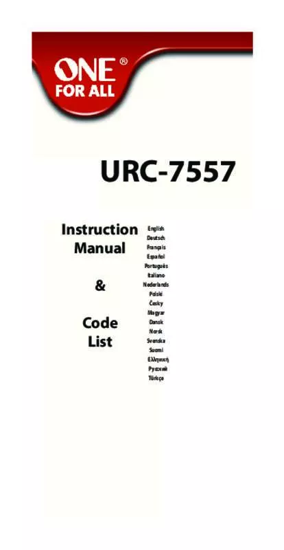 Mode d'emploi ONE FOR ALL URC 7557