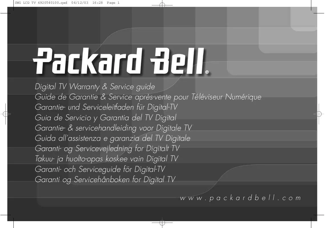 Mode d'emploi PACKARD BELL DIGITAL TELEVISION (2003-12 > ...)