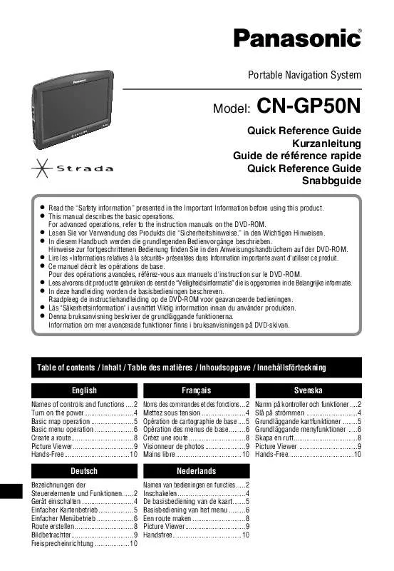 Mode d'emploi PANASONIC CN-GP50N