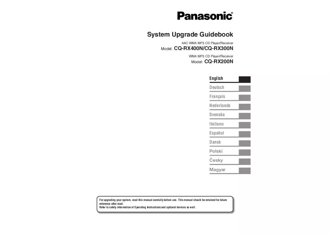Mode d'emploi PANASONIC CQ-RX200N