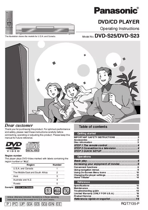 Mode d'emploi PANASONIC DVDS25
