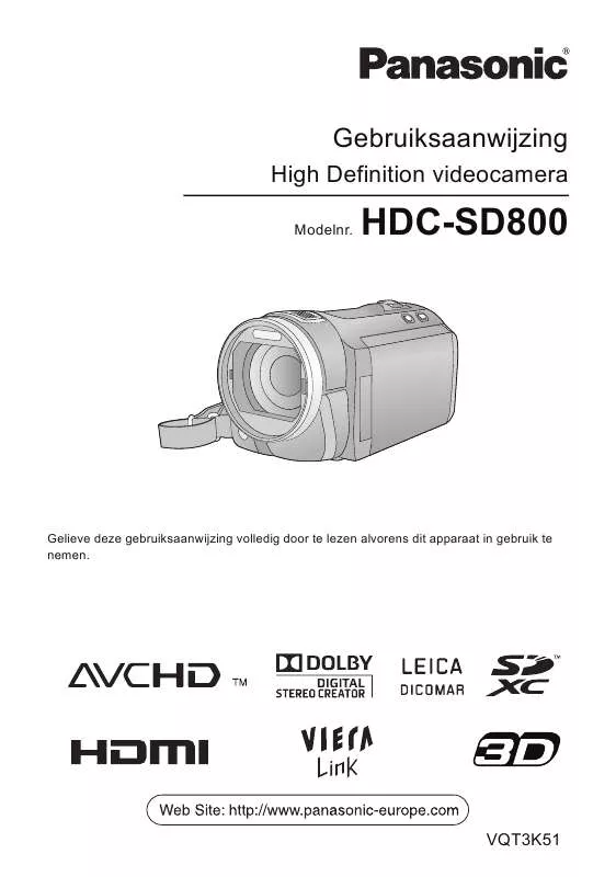 Mode d'emploi PANASONIC HDC-SD800