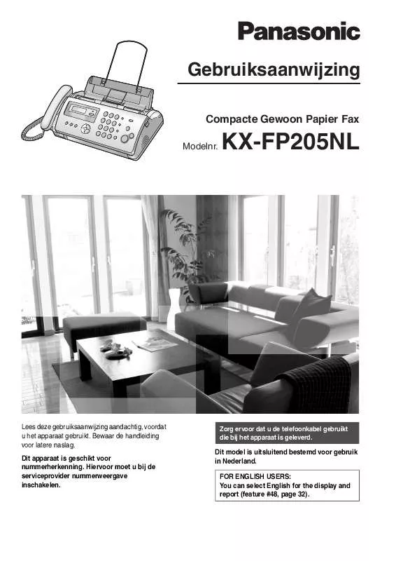 Mode d'emploi PANASONIC KX-FP205NL
