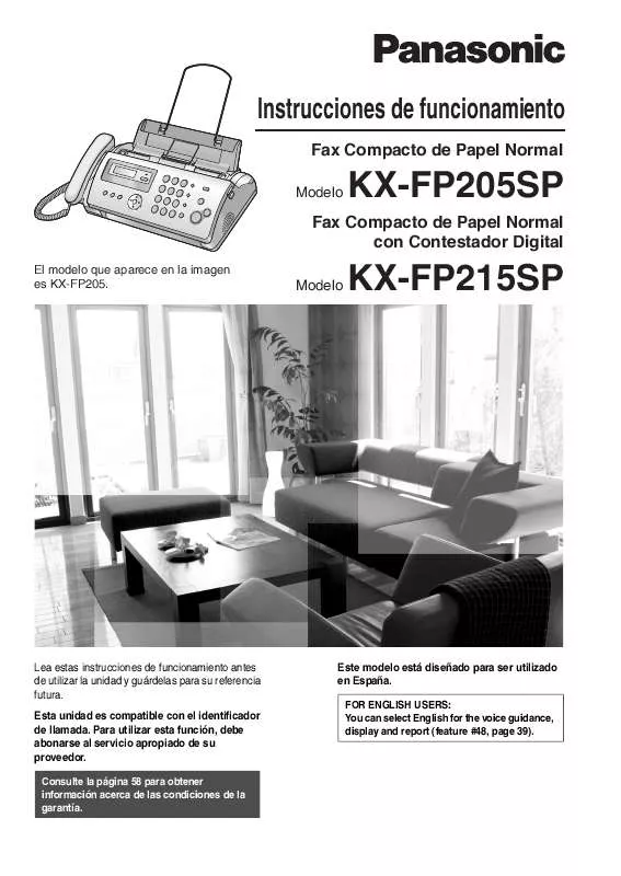 Mode d'emploi PANASONIC KXFP205SP