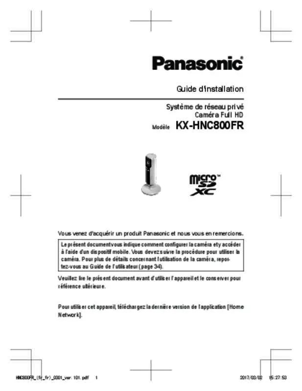Mode d'emploi PANASONIC KX-HNC800FR