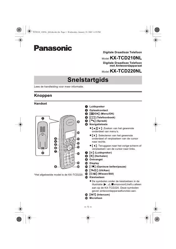Mode d'emploi PANASONIC KX-TCD210220NL