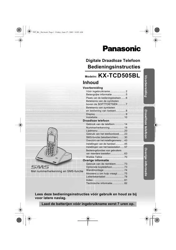 Mode d'emploi PANASONIC KX-TCD505