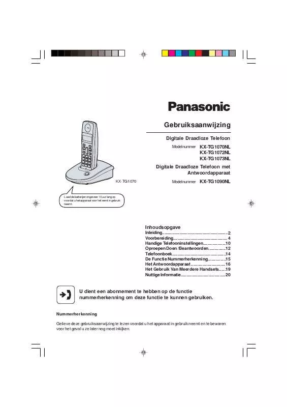 Mode d'emploi PANASONIC KX-TG1090NL