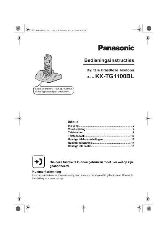 Mode d'emploi PANASONIC KX-TG1100BL