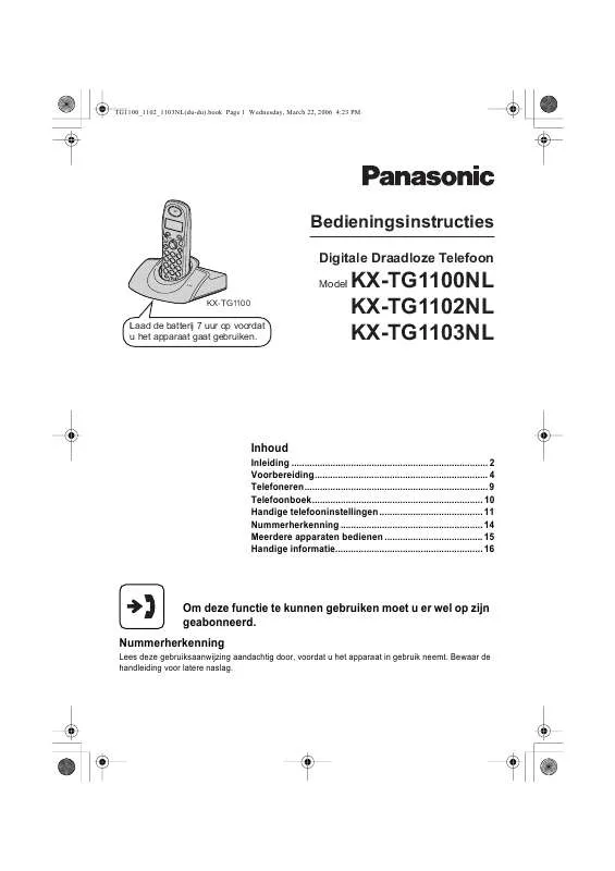 Mode d'emploi PANASONIC KX-TG1100NL