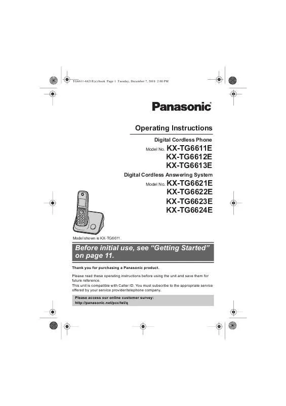 Mode d'emploi PANASONIC KXTG6611E