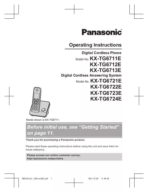 Mode d'emploi PANASONIC KXTG6723E