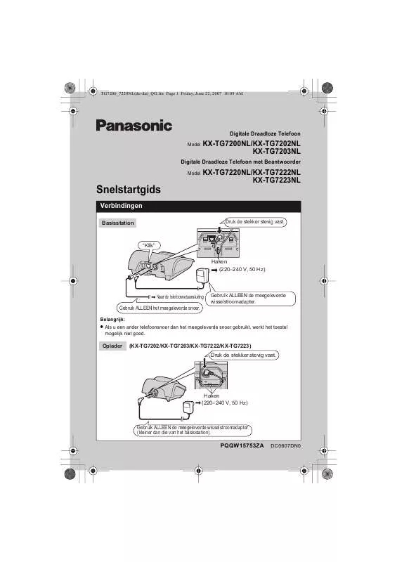 Mode d'emploi PANASONIC KX-TG7220NL