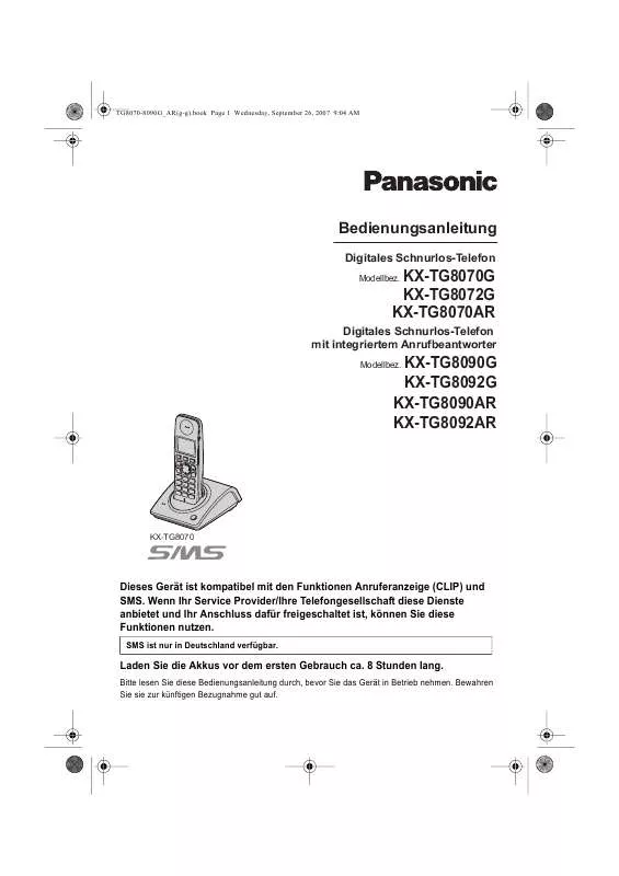 Mode d'emploi PANASONIC KXTG8070AR