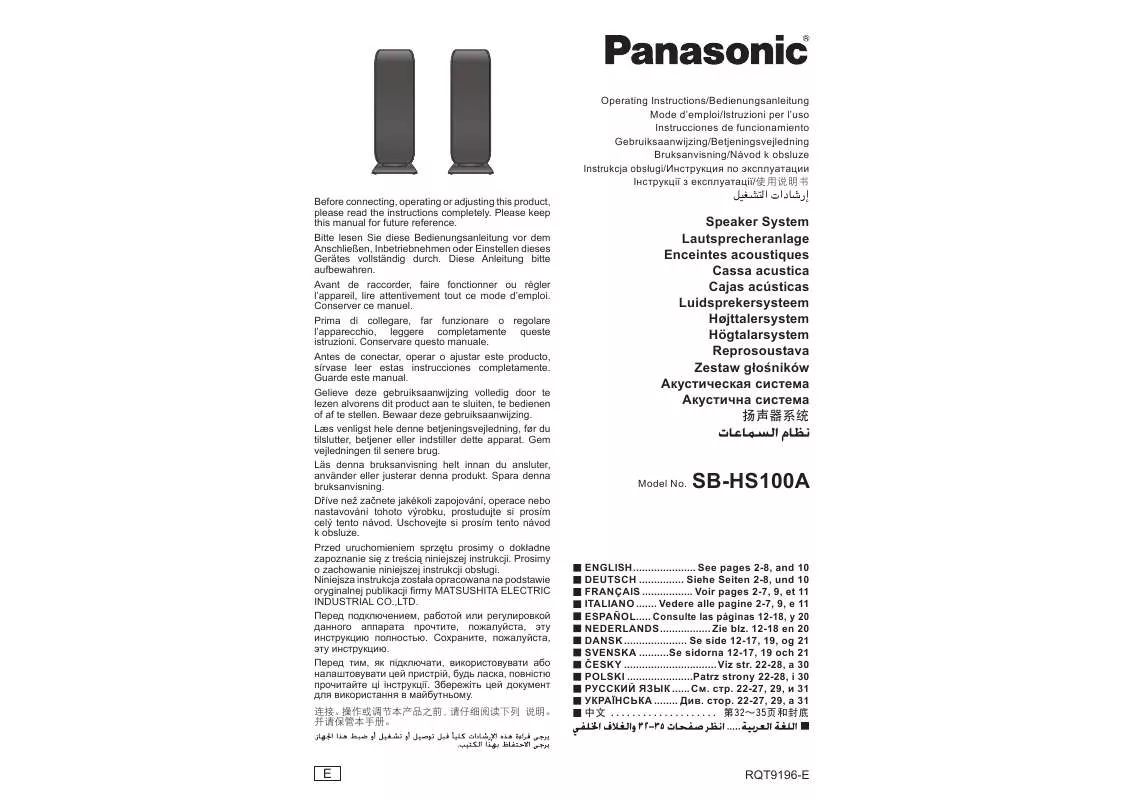 Mode d'emploi PANASONIC SB-HS100A