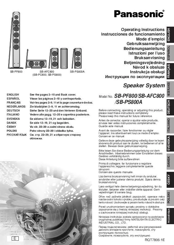 Mode d'emploi PANASONIC SB-PF800