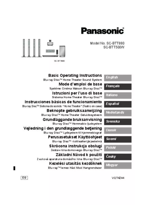Mode d'emploi PANASONIC SC-BTT500WEG