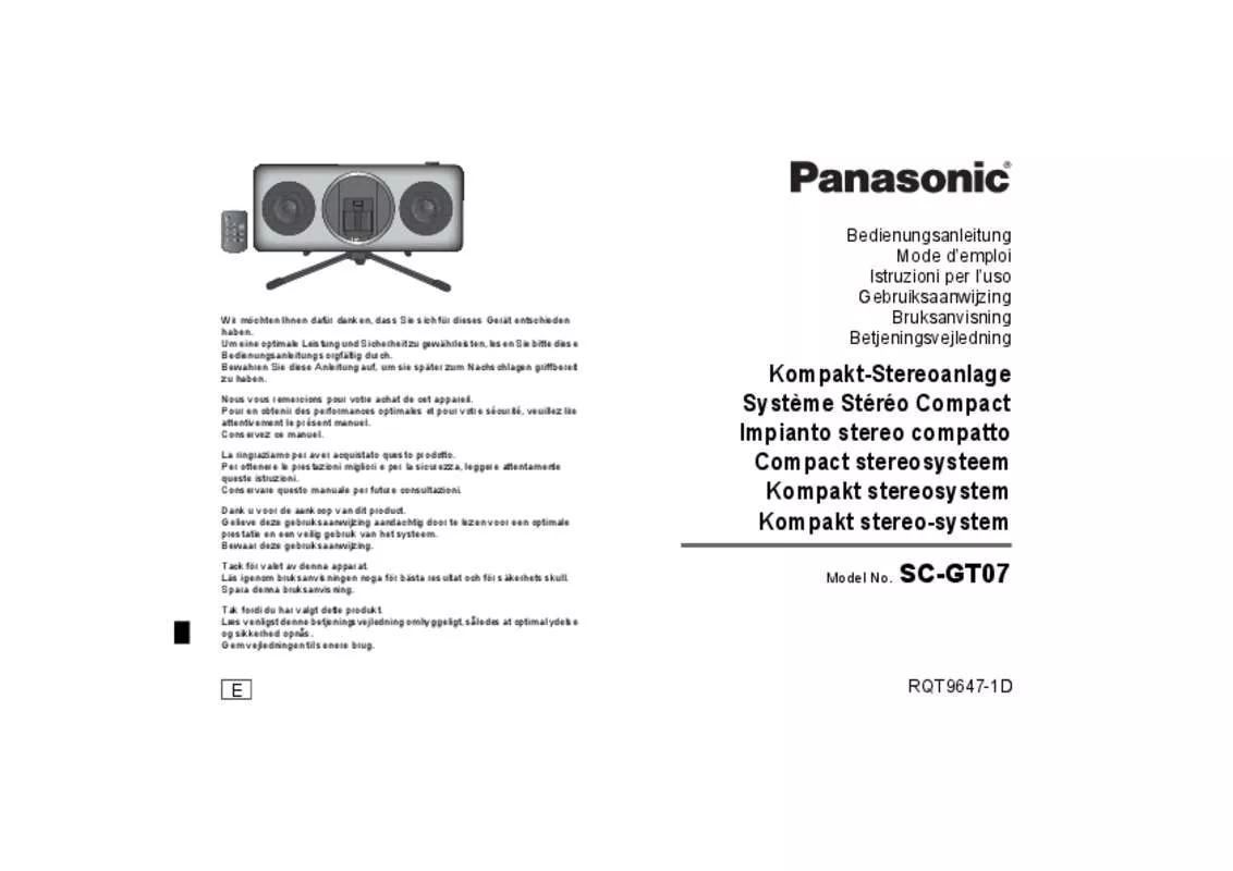 Mode d'emploi PANASONIC SC-GT07E