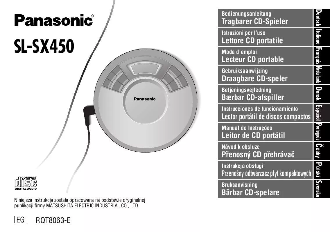Mode d'emploi PANASONIC SL-SX450