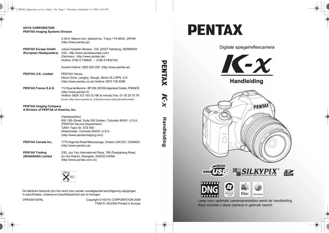 Mode d'emploi PENTAX K-X