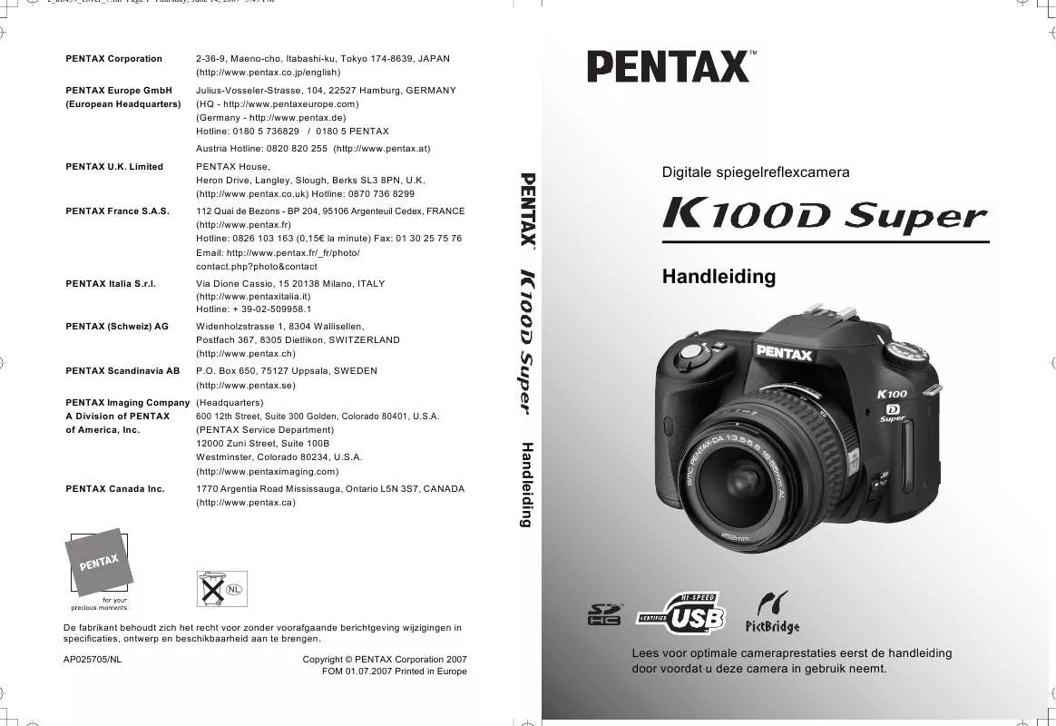 Mode d'emploi PENTAX K100D SUPER