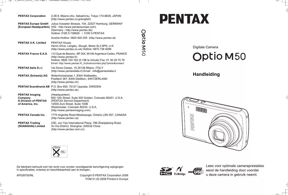 Mode d'emploi PENTAX OPTIO M50