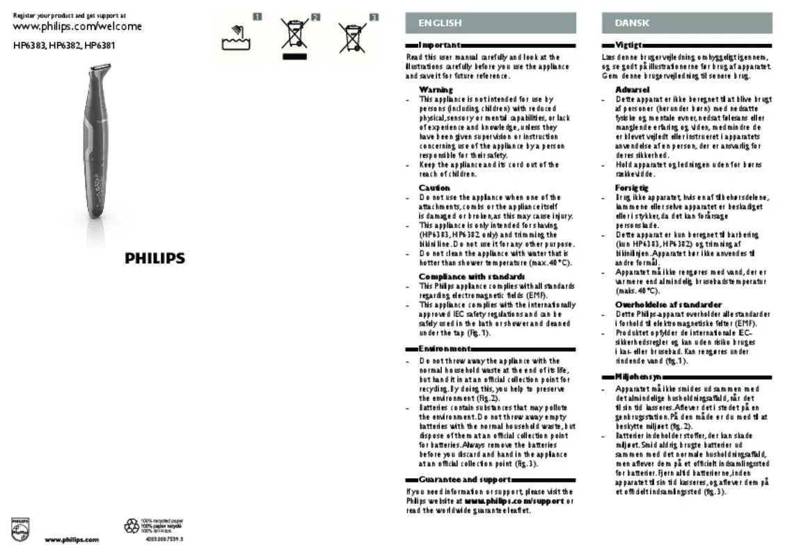 Mode d'emploi PHILIPS HP 6383