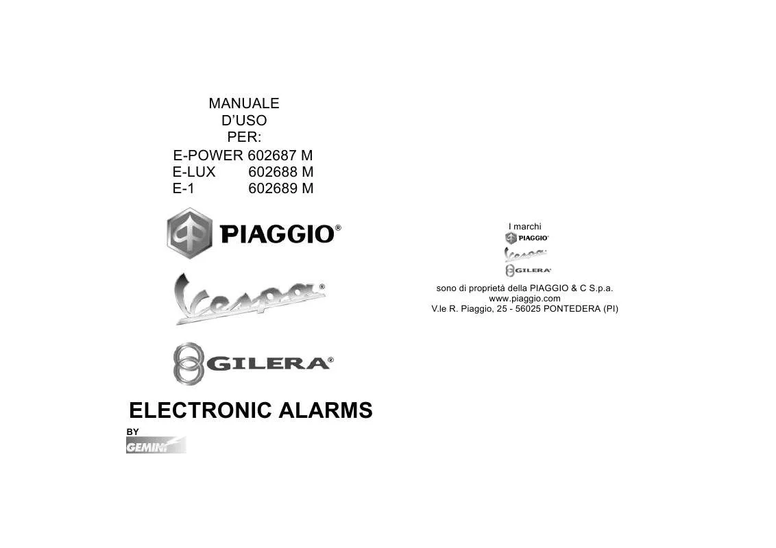 Mode d'emploi PIAGGIO E-LUX 602688 M