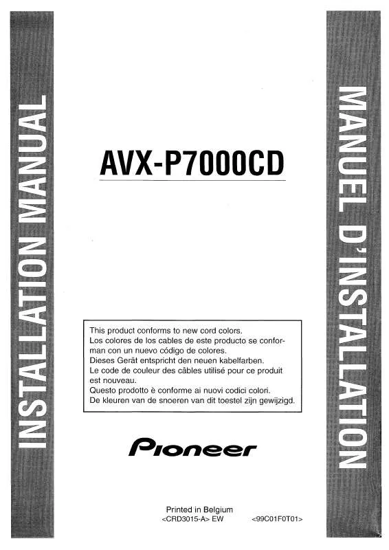 Mode d'emploi PIONEER AVX-P7000CD