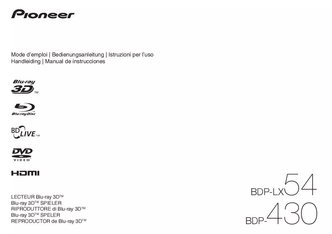 Mode d'emploi PIONEER BDP-LX54
