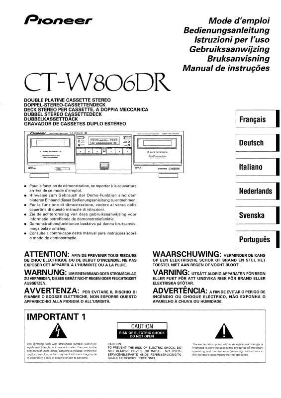 Mode d'emploi PIONEER CT-W806DR