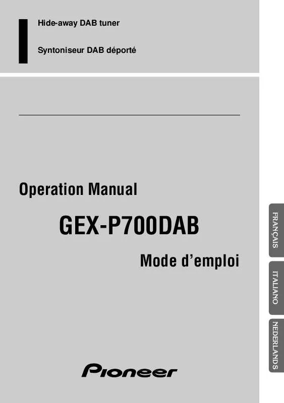 Mode d'emploi PIONEER GEX-P700DAB