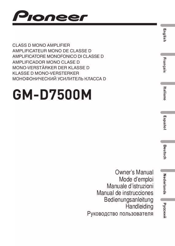 Mode d'emploi PIONEER GM-D7500M