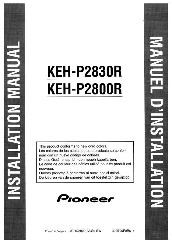Mode d'emploi PIONEER KEH-P2800R