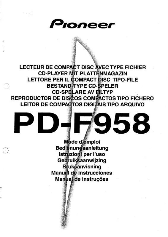 Mode d'emploi PIONEER PD-F958