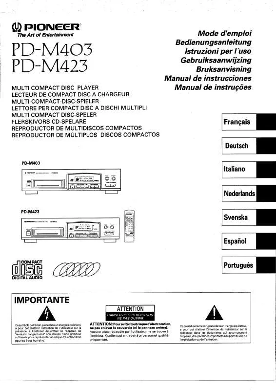 Mode d'emploi PIONEER PD-M423