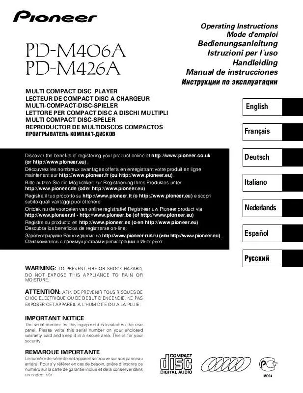 Mode d'emploi PIONEER PDM-406A