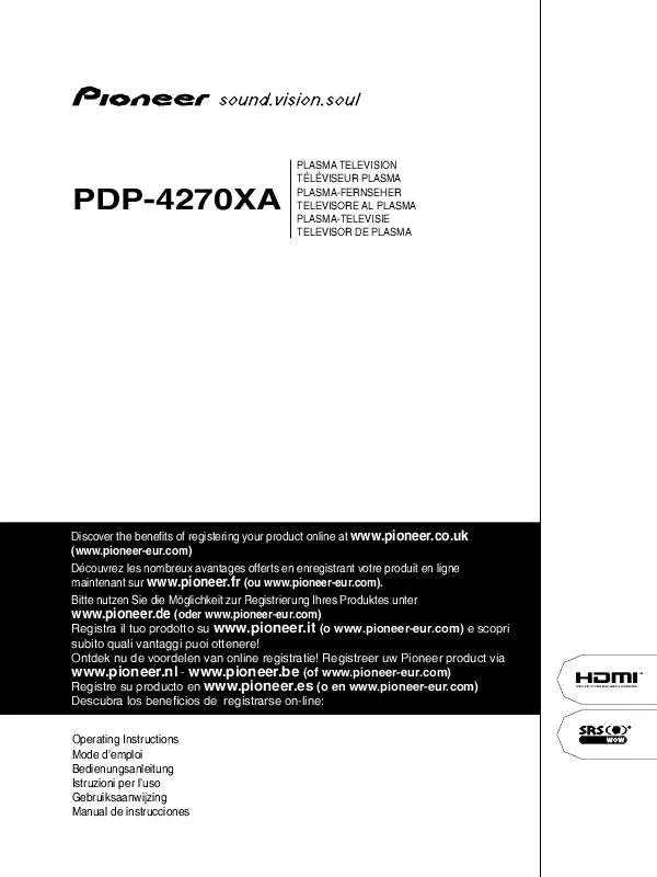 Mode d'emploi PIONEER PDP-4270XA