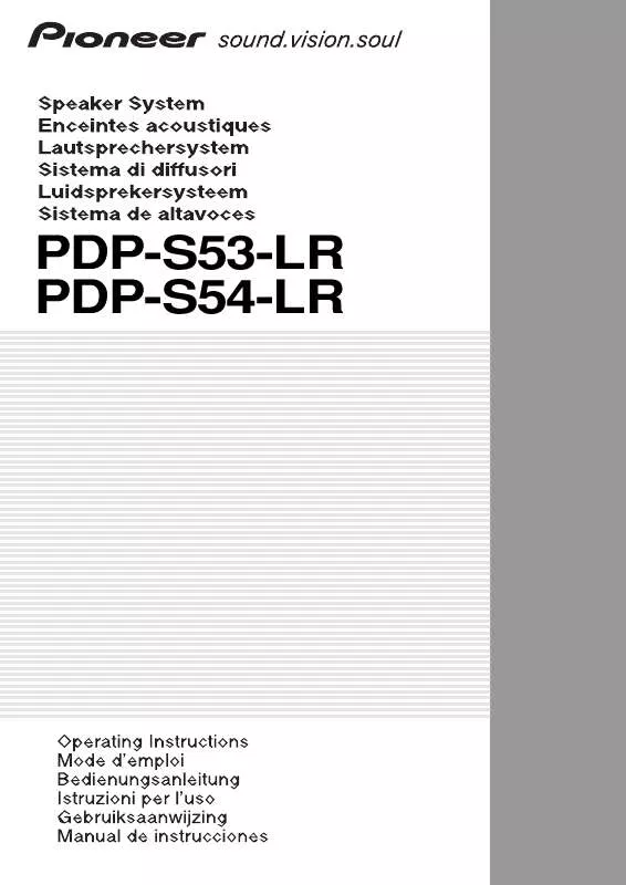 Mode d'emploi PIONEER PDP-S54-LR