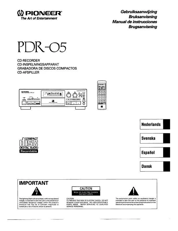 Mode d'emploi PIONEER PDR-05