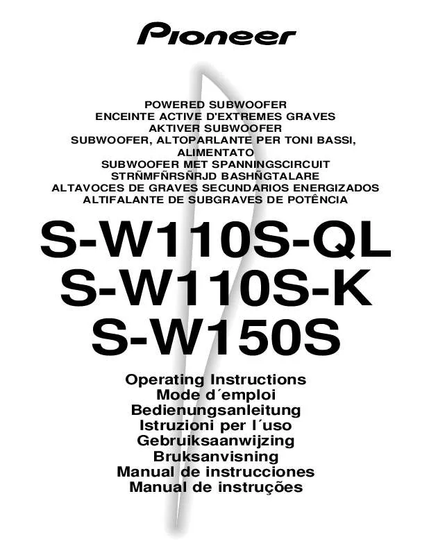 Mode d'emploi PIONEER S-W110S-QL