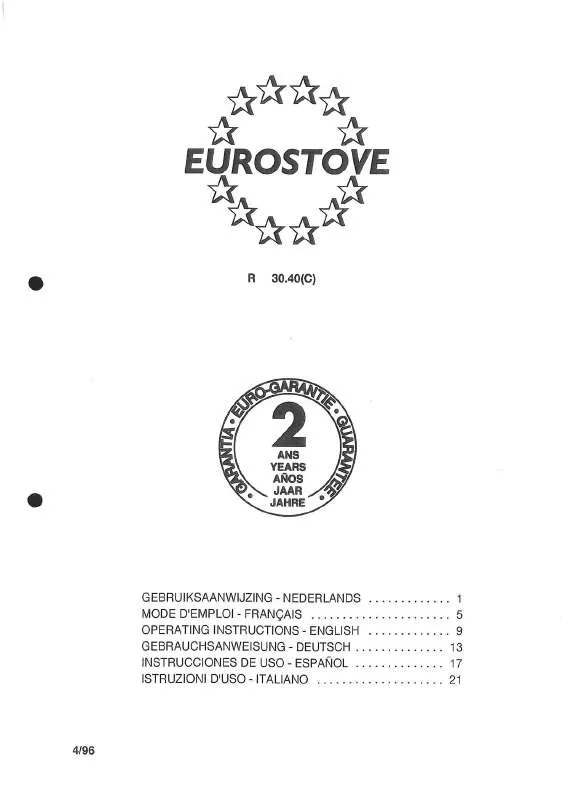 Mode d'emploi PVG EUROSTOVE R30.40